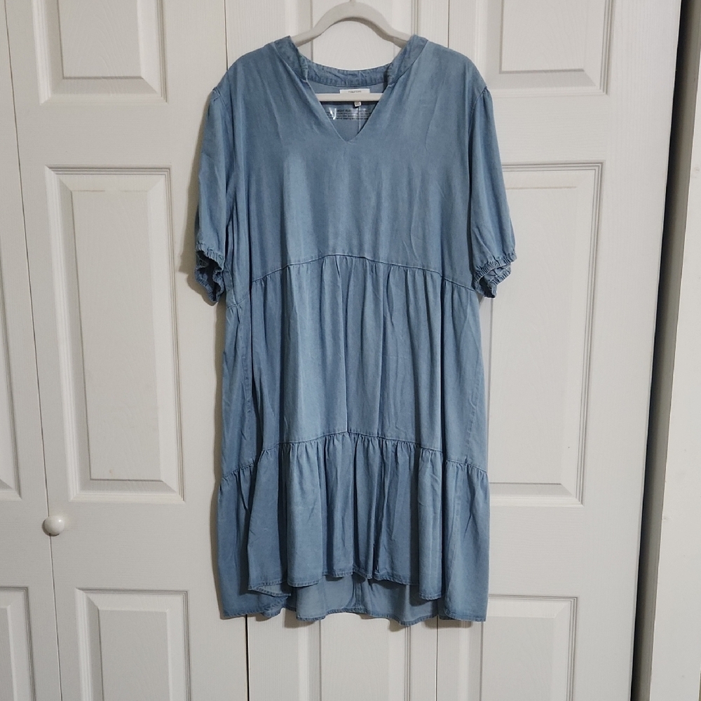 Maurices Blue Tiered Puff Sleeve Midi Dress